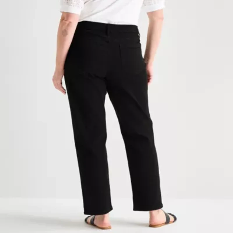Liz Claiborne Womens Plus High Rise Straight Leg Jean