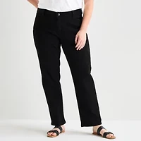 Liz Claiborne Womens Plus High Rise Straight Leg Jean