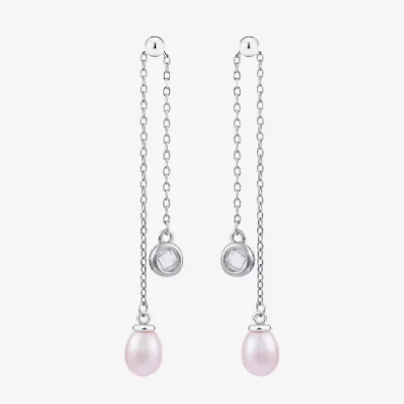 Limited Quantities! Womens Pink Cultured Freshwater Pearl Sterling Silver Drop Earrings