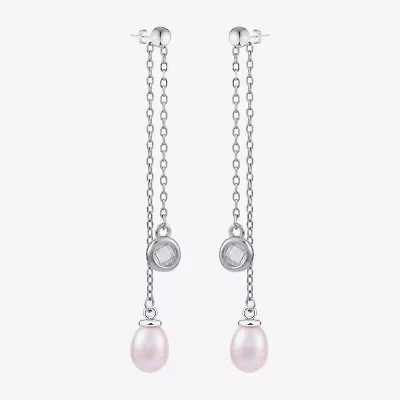 Limited Quantities! Womens Pink Cultured Freshwater Pearl Sterling Silver Drop Earrings