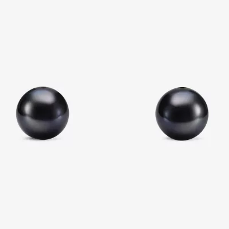 Limited Quantities! Dyed Black Cultured Freshwater Pearl 10K Gold 5.1mm Round Stud Earrings