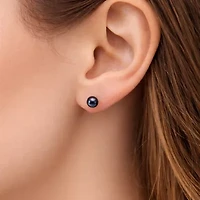 Limited Quantities! Dyed Black Cultured Freshwater Pearl 10K Gold 5.1mm Round Stud Earrings