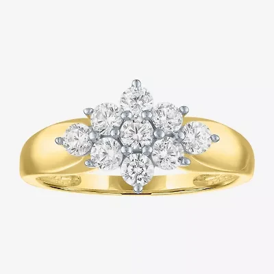 (G-H / Si2-I1) Womens 2/3 Ct. T.W. Lab Grown White Diamond 10K Gold Cocktail Ring
