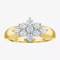 (G-H / Si2-I1) Womens 2/3 Ct. T.W. Lab Grown White Diamond 10K Gold Cocktail Ring