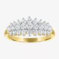 (G-H / Si2-I1) Womens 2/3 Ct. T.W. Lab Grown White Diamond 10K Gold Cocktail Ring