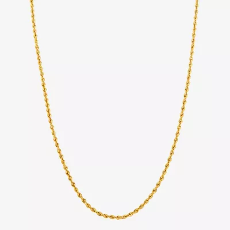 14K Yellow Gold 1.8mm Hollow Rope Chain Necklace