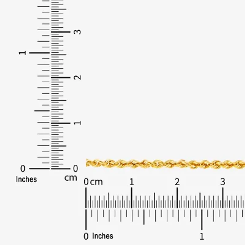 14K Yellow Gold 1.8mm Hollow Rope Chain Necklace