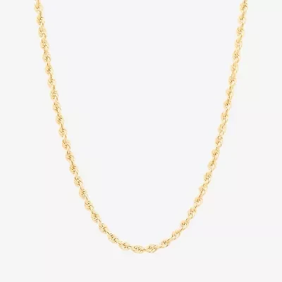 14K Gold 16 - 30 Inch Semi-Solid Sparkle Rope Chain Necklace