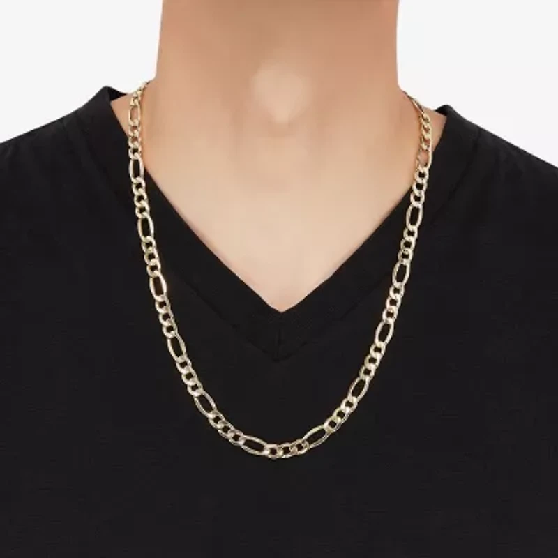 Made in Italy Mens 10K Gold 24 Inch Figaro Chain Necklace