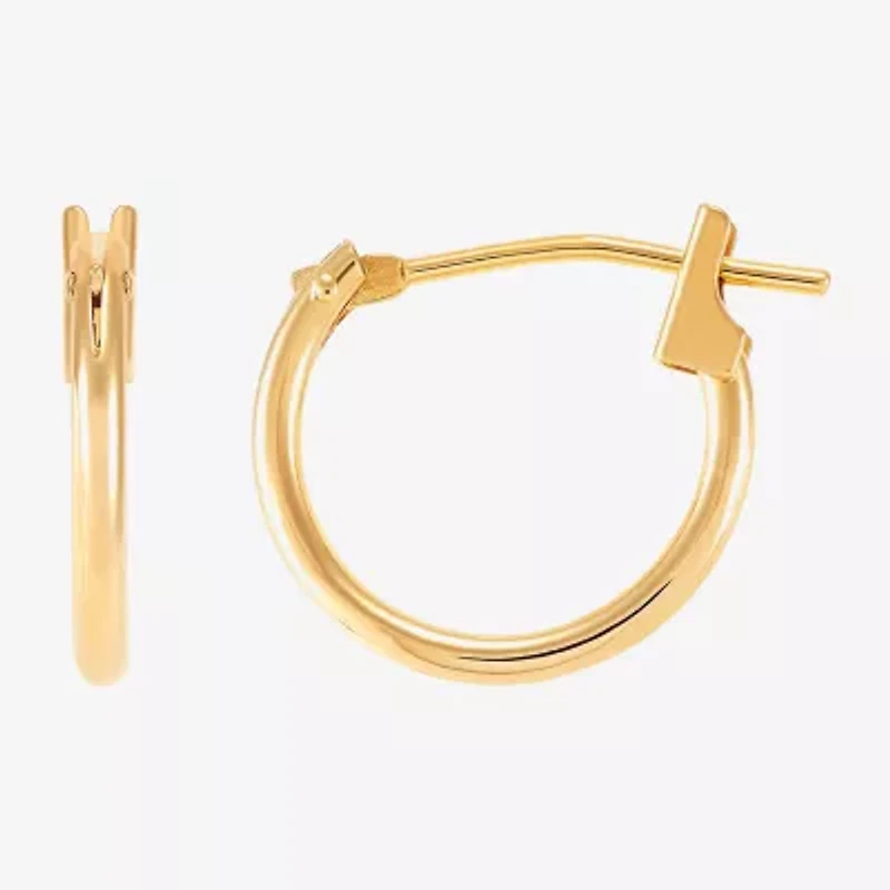 Womens 14K Gold 12mm Round Hoop Earrings