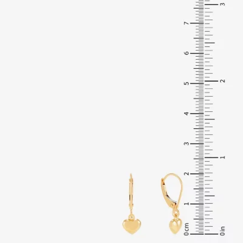 Womens 14K Gold Heart Drop Earrings