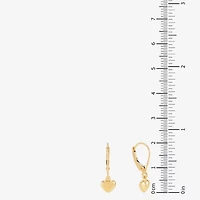 Womens 14K Gold Heart Drop Earrings