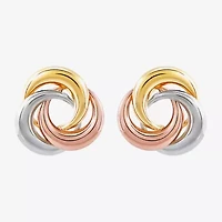 14K Tri-Color Gold 10mm Knot Stud Earrings