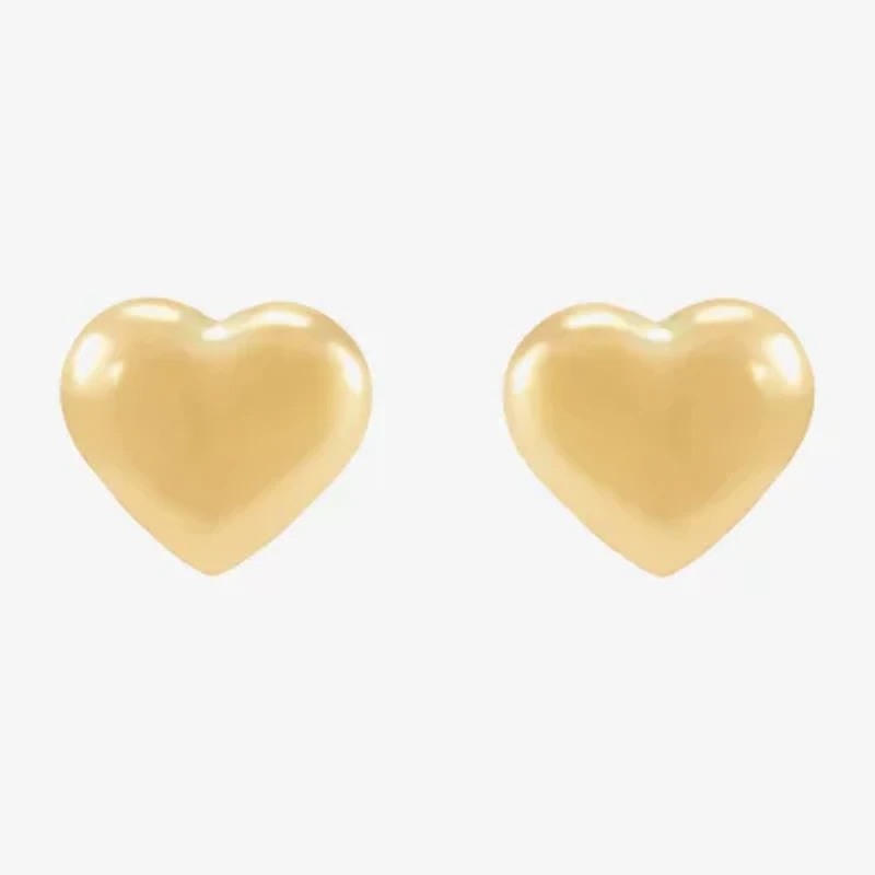 14K Gold 6.2mm Heart Stud Earrings