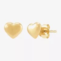 14K Gold 6.2mm Heart Stud Earrings