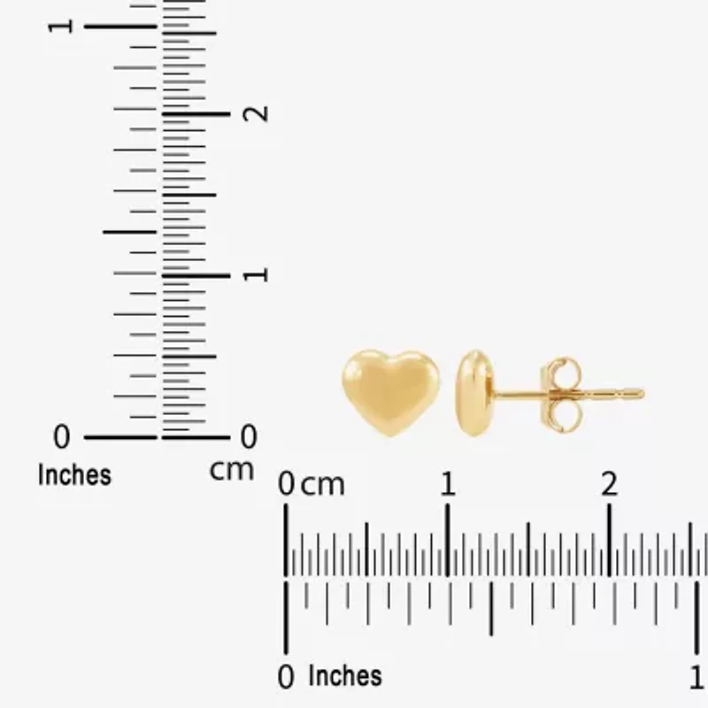 14K Gold 6.2mm Heart Stud Earrings