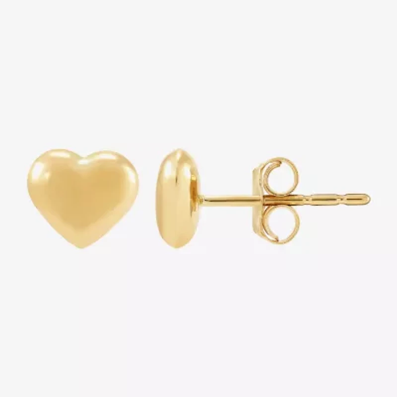14K Gold 6.2mm Heart Stud Earrings