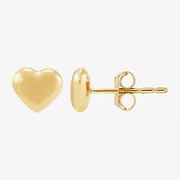 14K Gold 6.2mm Heart Stud Earrings