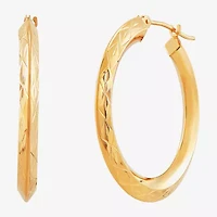 14K Gold Star-Cut Hoop Earrings