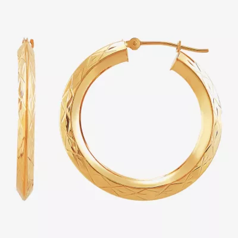 14K Gold Star-Cut Hoop Earrings