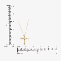Limited Quantities! Girls White Cubic Zirconia 14K Gold Cross 13 Inch Pendant Necklace