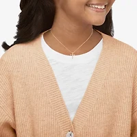 Limited Quantities! Girls White Cubic Zirconia 14K Gold Cross 13 Inch Pendant Necklace