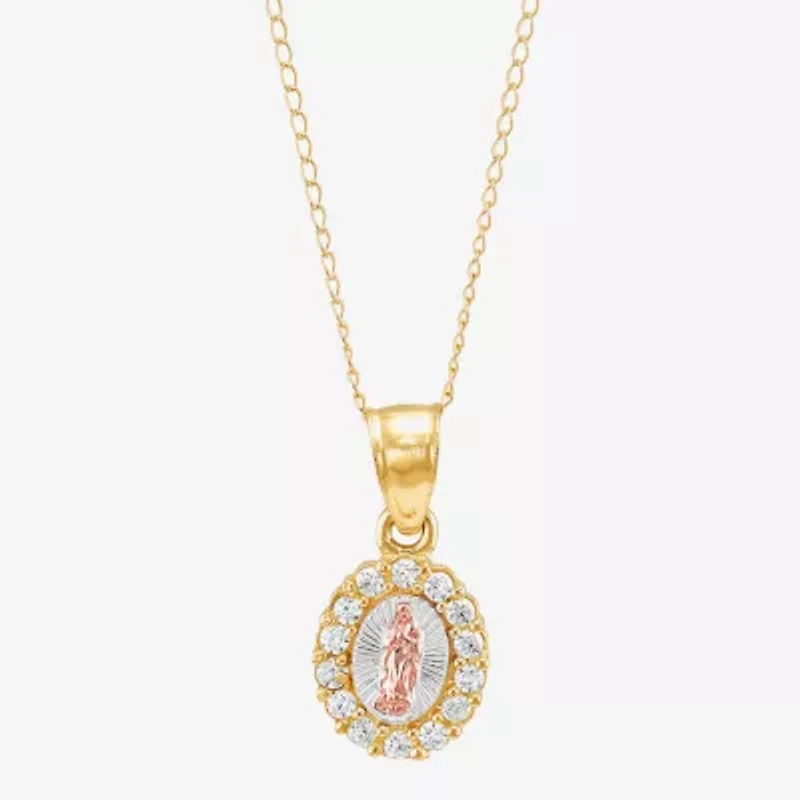 Limited Quantities! Girls White Cubic Zirconia 14K Gold 13 Inch Pendant Necklace