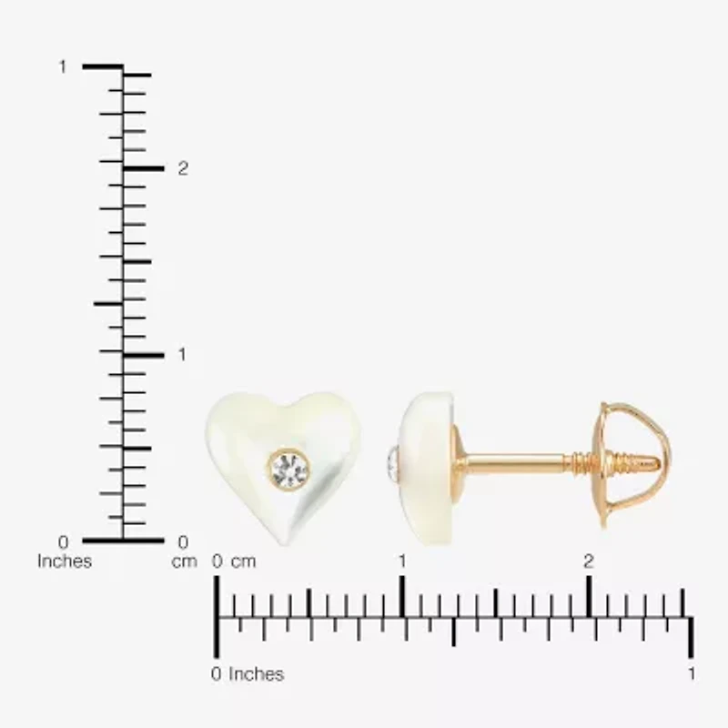 Limited Quantities! White Crystal 14K Gold 5.3mm Heart Stud Earrings