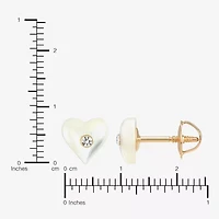 Limited Quantities! White Crystal 14K Gold 5.3mm Heart Stud Earrings