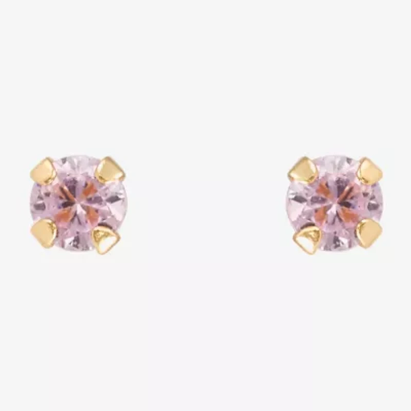Limited Quantities! Pink Cubic Zirconia 14K Gold 2mm Round Stud Earrings