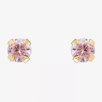 Limited Quantities! Pink Cubic Zirconia 14K Gold 2mm Round Stud Earrings