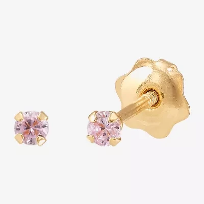 Limited Quantities! Pink Cubic Zirconia 14K Gold 2mm Round Stud Earrings