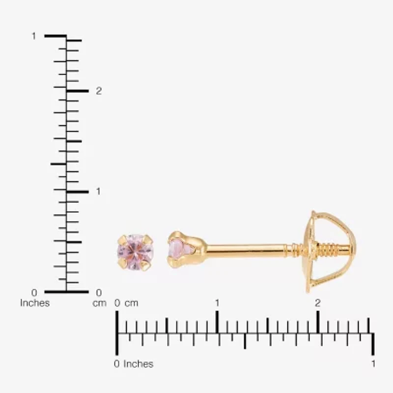 Limited Quantities! Pink Cubic Zirconia 14K Gold 2mm Round Stud Earrings