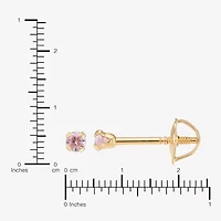 Limited Quantities! Pink Cubic Zirconia 14K Gold 2mm Round Stud Earrings