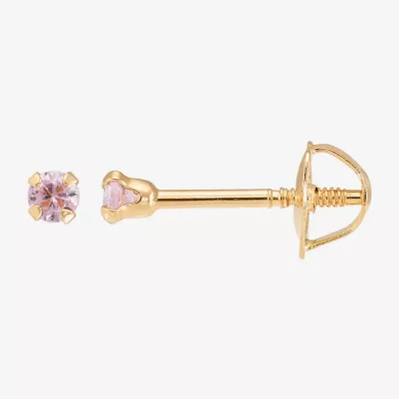 Limited Quantities! Pink Cubic Zirconia 14K Gold 2mm Round Stud Earrings