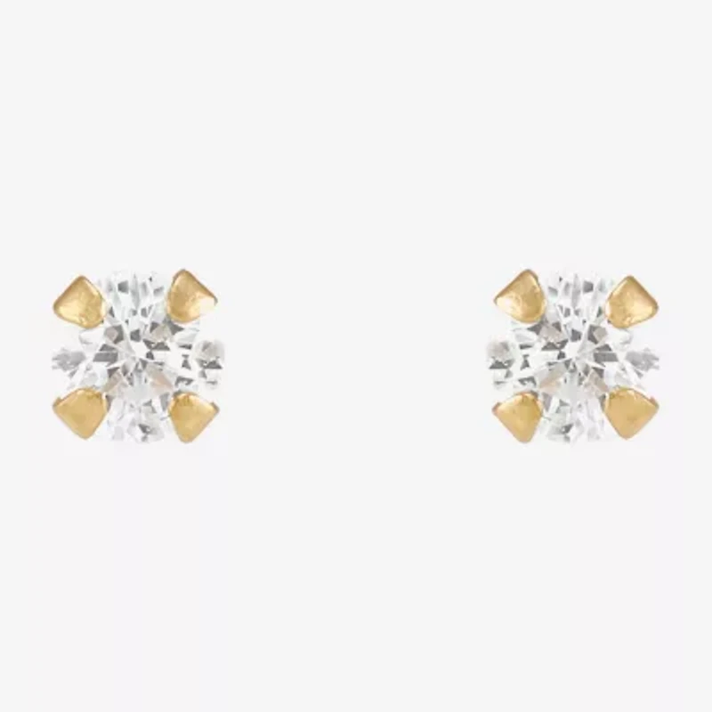Limited Quantities! Cubic Zirconia 14K Gold 2mm Round Stud Earrings