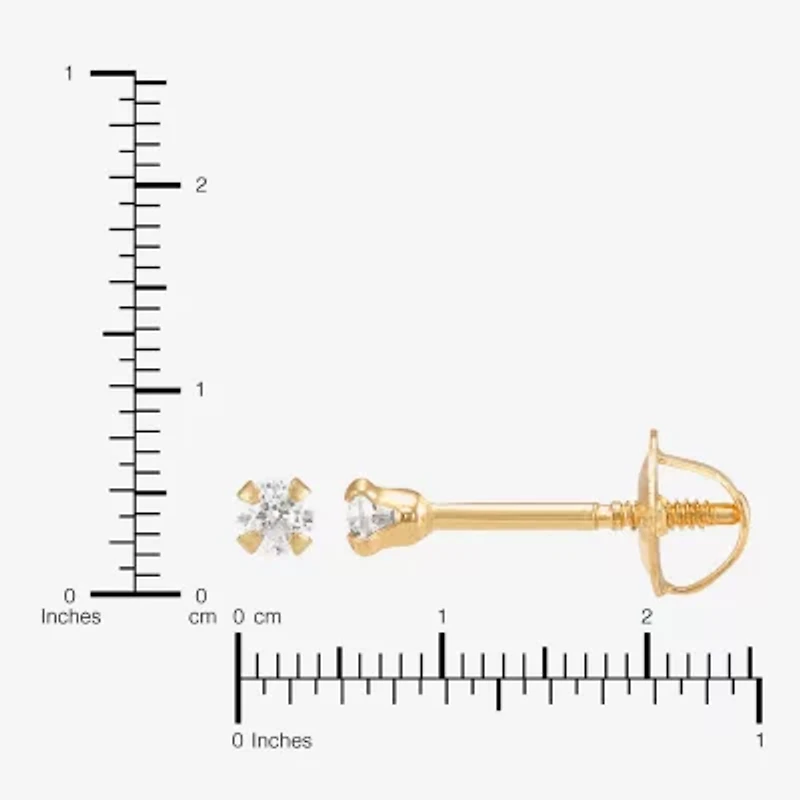 Limited Quantities! Cubic Zirconia 14K Gold 2mm Round Stud Earrings