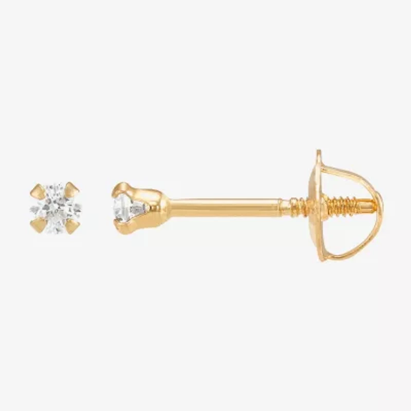 Limited Quantities! Cubic Zirconia 14K Gold 2mm Round Stud Earrings