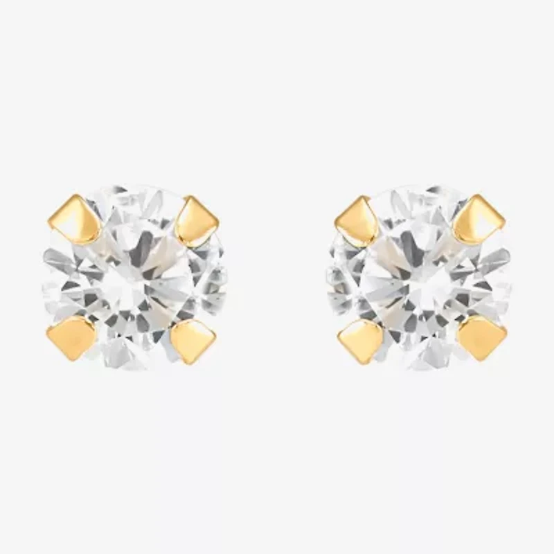 Limited Quantities! White Cubic Zirconia 10K Gold 3mm Stud Earrings