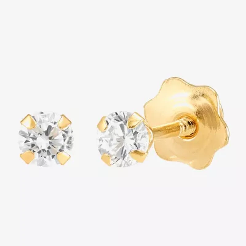 Limited Quantities! White Cubic Zirconia 10K Gold 3mm Stud Earrings