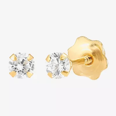 Limited Quantities! White Cubic Zirconia 10K Gold 3mm Stud Earrings