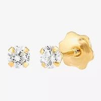 Limited Quantities! White Cubic Zirconia 10K Gold 3mm Stud Earrings