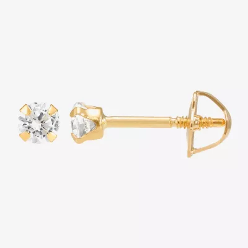 Limited Quantities! White Cubic Zirconia 10K Gold 3mm Stud Earrings
