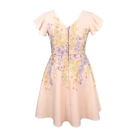Lilt Big Kid Girls Short Sleeve Flutter Floral Skater Dress