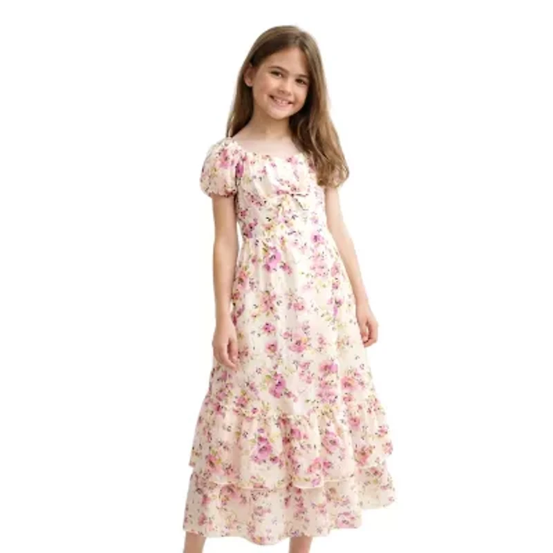 Lilt Big Kid Girls Short Sleeve A-Line Dress