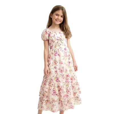 Lilt Big Kid Girls Short Sleeve A-Line Dress