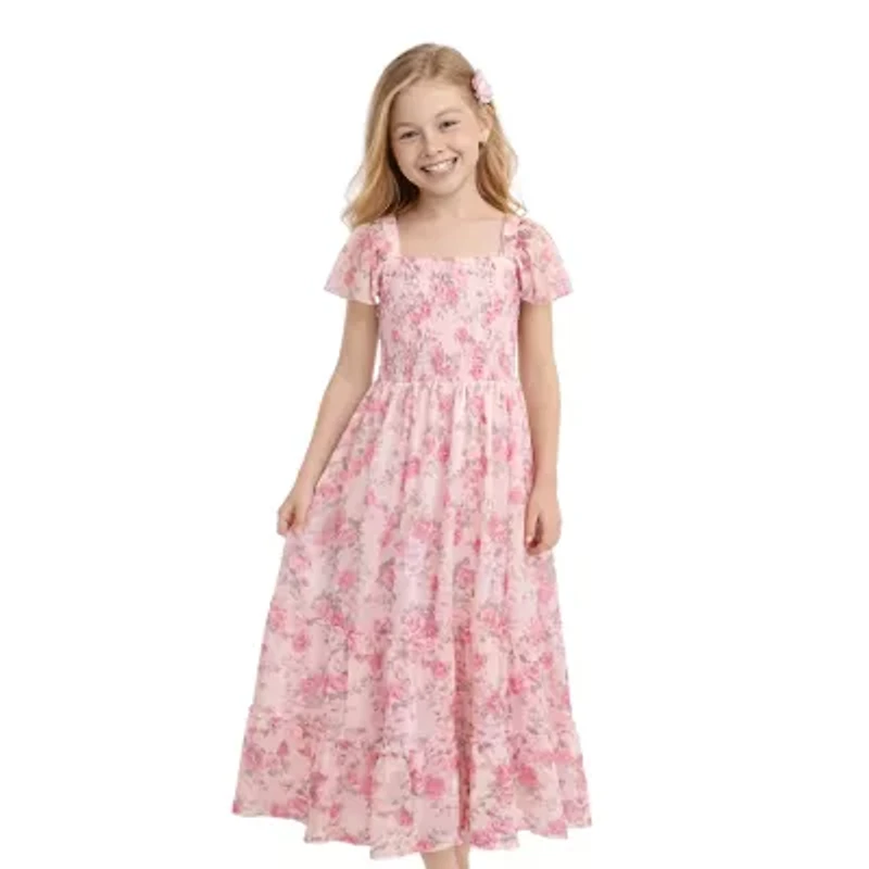 Lilt Big Kid Girls Short Sleeve A-Line Dress
