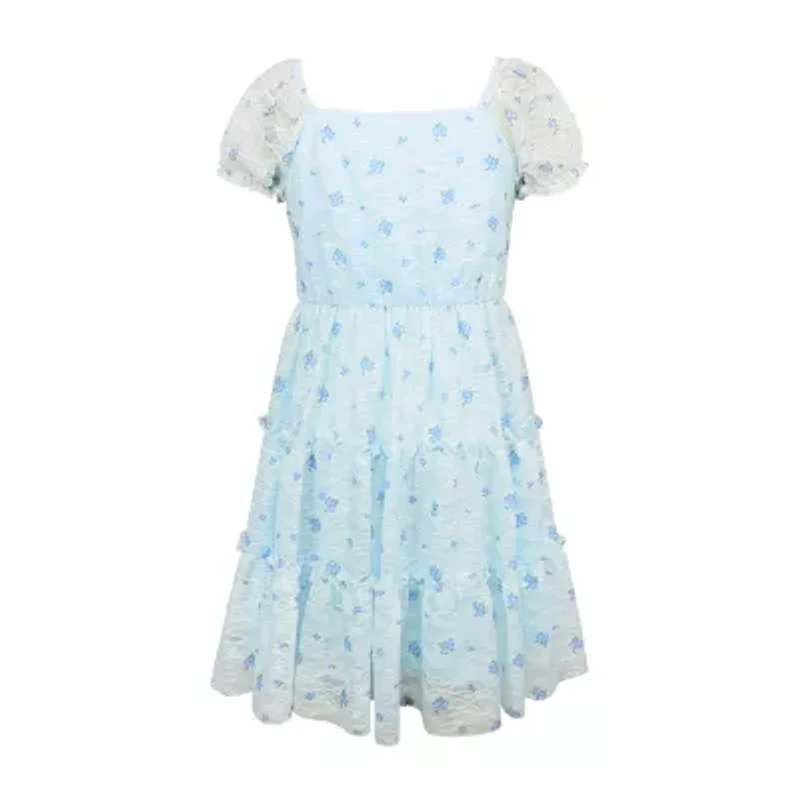 Lilt Big Kid Girls Short Sleeve A-Line Dress