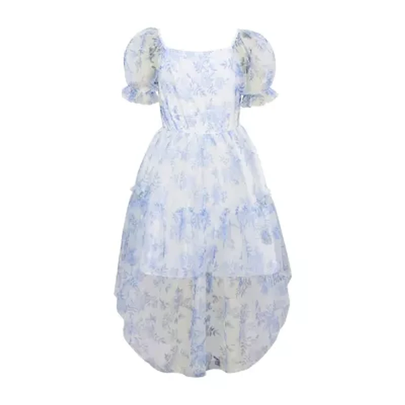 Lilt Big Kid Girls Short Sleeve Puffed A-Line Dress