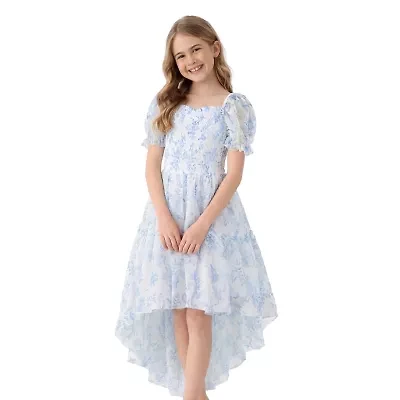Lilt Big Kid Girls Short Sleeve Puffed A-Line Dress